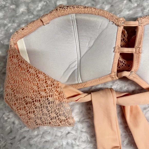 Crochet Eyelet Bandeau Bikini Set - Picture 2 of 4